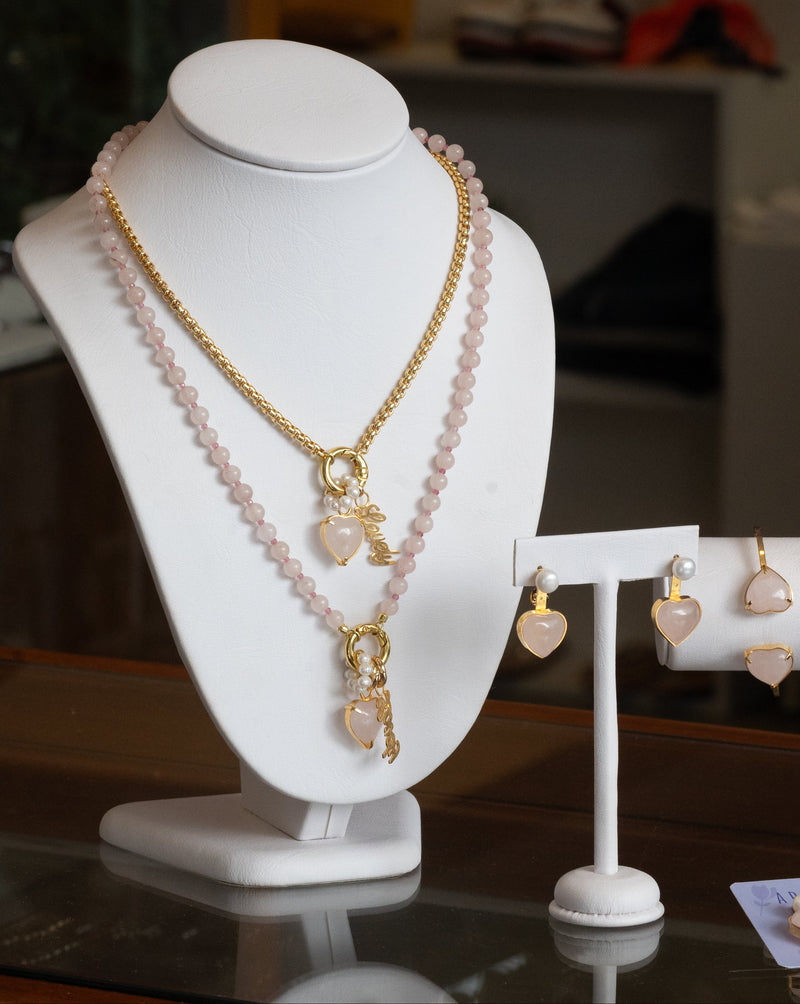 Collar Lovely Cuarzo Rosa